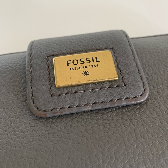 FOSSIL WALLET GREY GRAY MADISON BIFOLD LEATHER - Picture 3 of 7
